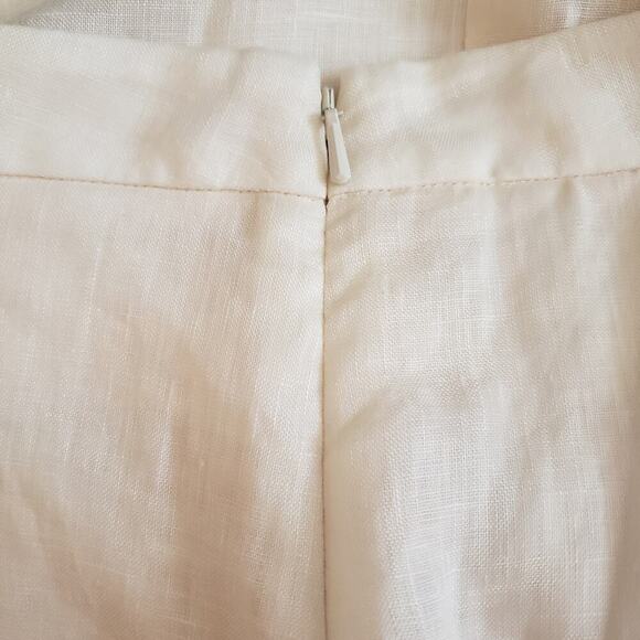 J. Peterman Cream/Beige Linen Mock Wrap Asymmetrical Flirty Skirt | Size 18 - Picture 4 of 7